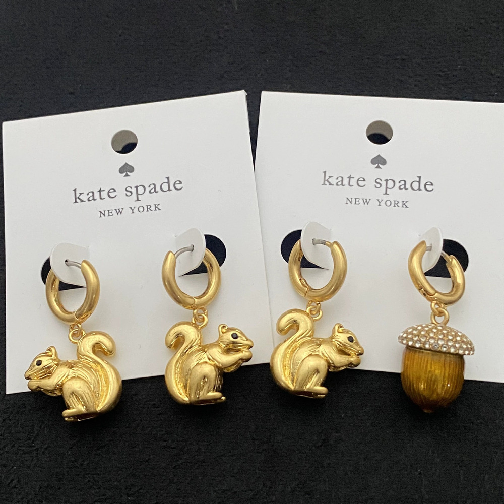 Kate SPADE Enamel Squirrel Acorn Drop Earrings